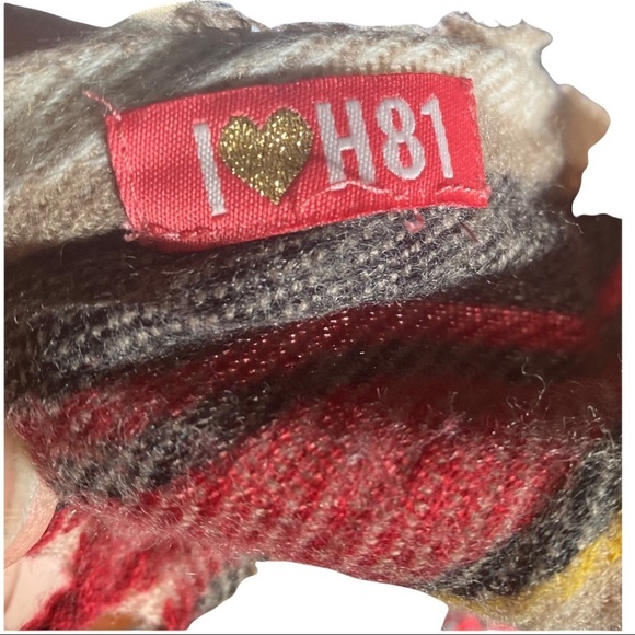 I Heart H81 Striped Color Block with Frilly Trim Blanket Scarf 60” Length by 23” - Picture 3 of 4